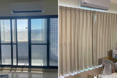 窗簾、油漆、壁紙、塑膠地板 - 專家 - 客廳（落地窗）