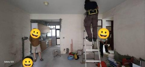 秝研油漆 防水工程 - 新竹市東山街10號，全室一道批土+局部批土研磨+虹牌（百合白）施工前