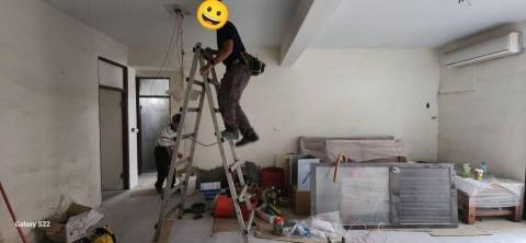 秝研油漆 防水工程 - 新竹市東山街10號，全室一道批土+局部批土研磨+虹牌（百合白）施工前