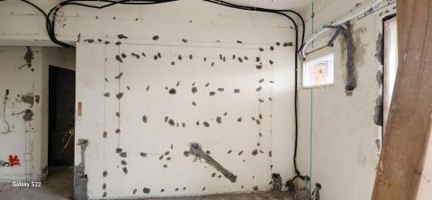 秝研油漆 防水工程 - 新竹市，社區：光復國宅，全室虹牌水泥漆（玫瑰白）+防水抗裂水泥+防水壁癌處理+兩道批土研磨，施工中