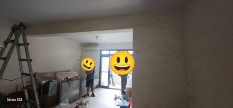 秝研油漆 防水工程 - 新竹市東山街10號，全室一道批土+局部批土研磨+虹牌（百合白）施工前