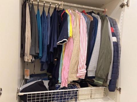 Michelle - 將外套襯衫褲子吊起，下方空間可利用大收納籃整合