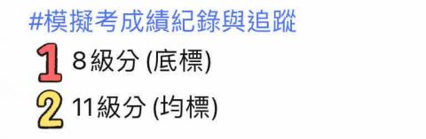 鄭雅欣 - 當前學生模擬考分數從底標進步至均標。