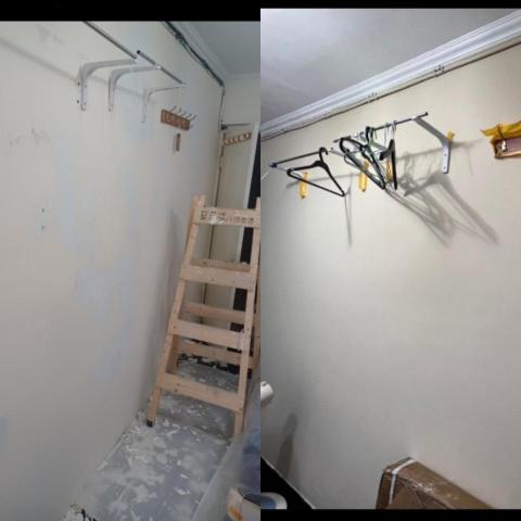 工程行 - 牆面批土(整平)+ 明管(醜陋)線上漆+ 天花板跳色 前後圖 工程行 - 牆面批土(整平)+ 明管(醜陋)線上漆+ 天花板跳色 前後圖