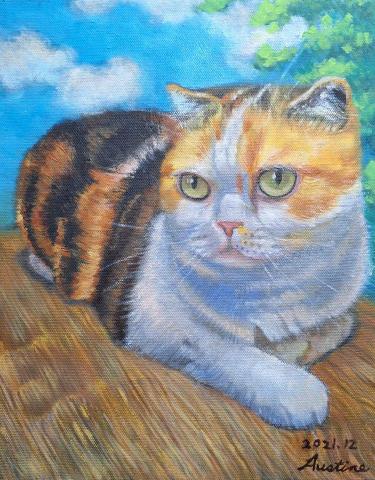 Austine Yang - 姐姐的貓，油畫3F