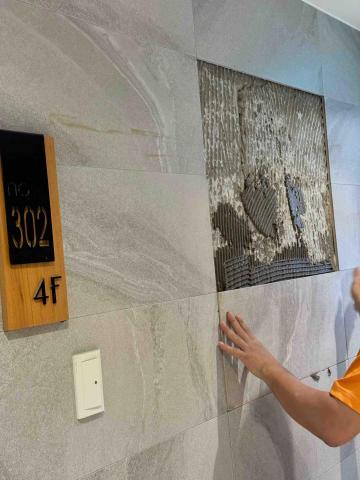 邦輝土木包工業 - 大樓磁磚破裂 修補回貼 工程