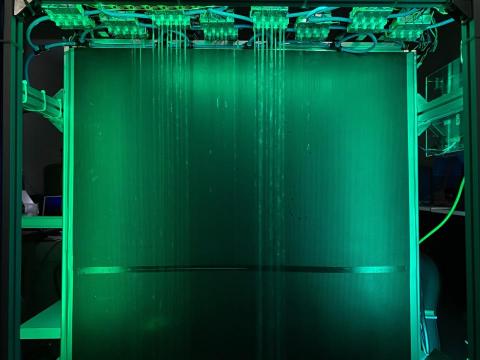 Kenny Chen - 微型水幕式影像控制與預測短期水力使用分析

使用LabVIEW作為UI，透過Vision Assistant將即時影像或圖片進行二值化，並透過DI/O擷取卡控制Delta PLC控制電磁閥顯示出各種圖像與文字展示，同時也搭配流量計擷取水流量信息，並利用LSTM網路學習並預測短期的水力流量轉換分析。