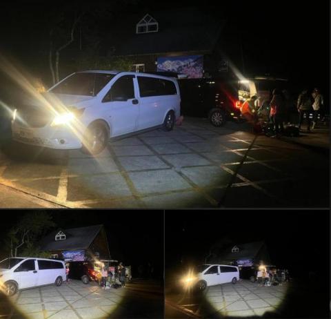 禾風旅遊-阿哲 - 夜晚的雪山登山口，
登山接駁前往雪山