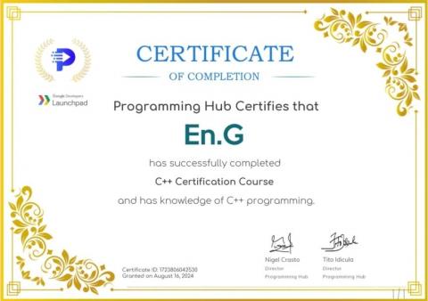 阮哲文 - 此為C++複習時取得的線上證書