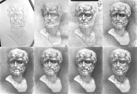 吉米老師 - 石膏像素描過程展示