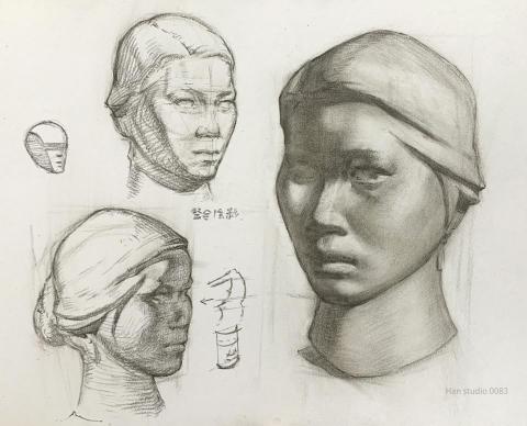 Han studio  邱柏翰 - 學習簡化陰影能幫助我們更容易畫出立體感，能更專注在形體輪廓上的變化

如果你想學習素描光影上色，請立即洽詢，課堂上透過有序的方法講解讓你能學會喔