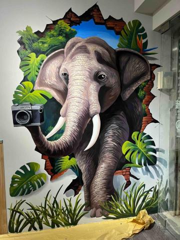 立羽工作室 - 泰式餐廳牆面彩繪，設計圖由設計師提供