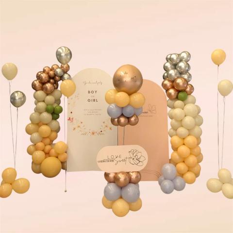 69號韓式氣球屋｜台中氣球｜川劇變臉｜活動佈置｜氣球店 - 橘色系性別揭曉佈置