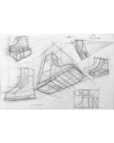 Han studio  邱柏翰 - 靴子結構介紹，把物件還原成幾何形幫助我們理解物體影藏的結構

想深入學習如何將物體畫出嗎?，請立即洽詢課程，認識結構知識幫助我們畫出形狀