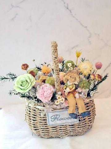 貝拉公主花藝 - 客訂母親節永生花提籃花禮