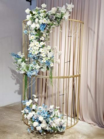 貝拉公主花藝 - 仿真花環形水晶鐵架空間設計