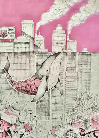 林彥伶 - 代針筆+水彩作品