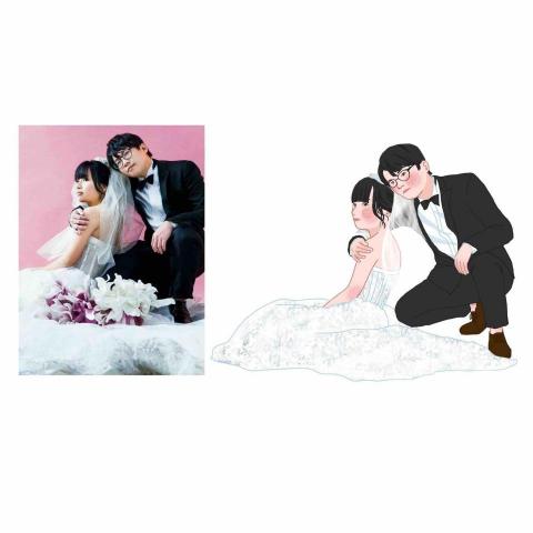 阿眞繪圖工作室 - 雙人全身似顏繪（寫實風）