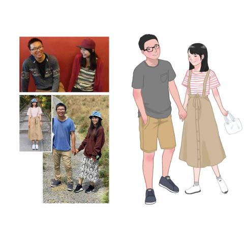 阿眞繪圖工作室 - 雙人全身似顏繪（漫畫風）