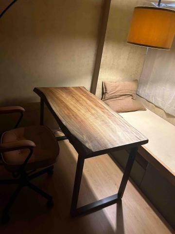 漁檜木作+日式原木裝潢 - 實木辦公桌+檜木邊框踏踏米臥榻