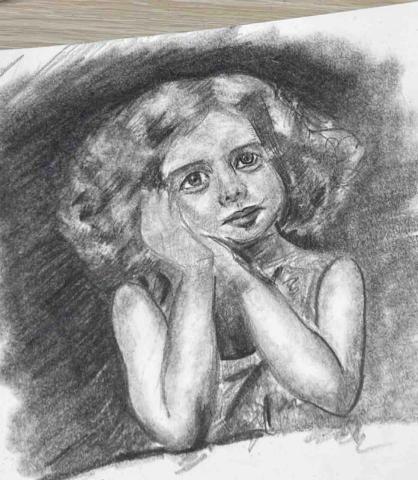 廖訢妤 - 碳筆素描人像