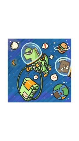 澤澤 - 以太空為主題，讓觀看者有飛上宇宙得感覺，主要以平板製作插畫。