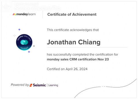 monday.com 顧問導入服務 - monday CRM Advanced Certification