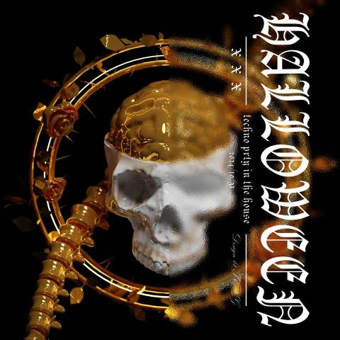 尚騰 - 萬聖節趴踢海報平面設計(3D建模)