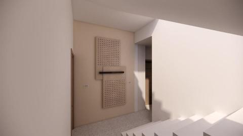 銘墅空間設計 - 樓梯間奶茶色調凸顯轉換空間的溫馨感