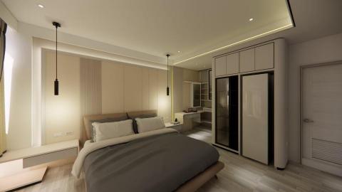 銘墅空間設計 - 主臥奶茶色新現代風