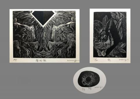 張家維 - 木口木刻：在家也可以動手做得精緻版畫，大部分都很小，利用緊實的橫向木頭切片例如：櫻花木等，將圖案轉印製木頭上開始用推刀刻畫