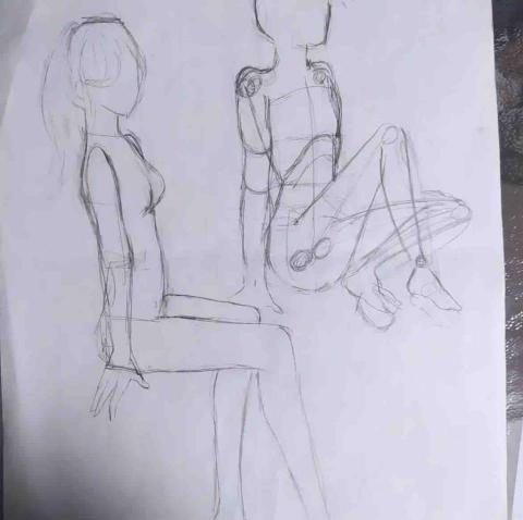 瓊文 - 鉛筆人體骨架線稿