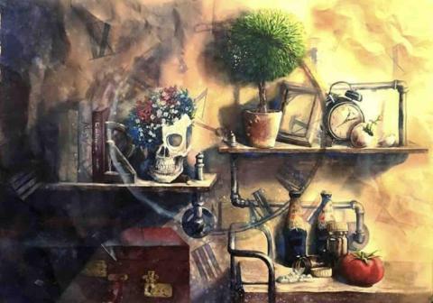 張健笙 - 全開/水彩/全國學生美展 水彩類 佳作