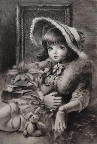 資深美術家教 芳棠 - 碳精筆素描作品