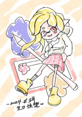 一瓶可樂 - 生日賀圖 （遊戲斯普拉遁風格 角色形象設計）