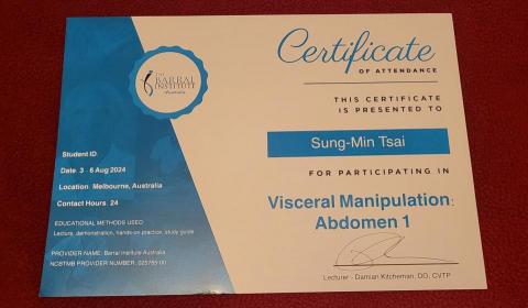自在平衡全人身心療育 - Barral Institute VM1 內臟筋膜放鬆認證