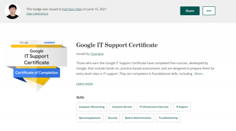 陳鴻群 - Google IT Support Professional Certificate