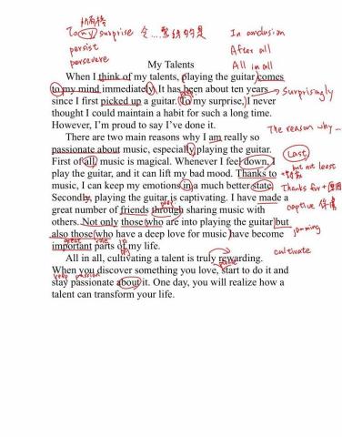 鮑俐伶 - 英文寫作批改範例