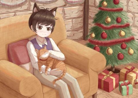 長月'sArtwork - 委託圖 小男孩與貓