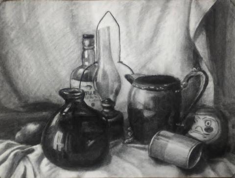 石頁工作室 - 靜物組合2018 炭筆