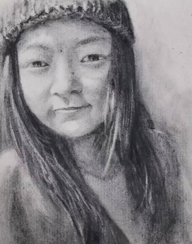 石頁工作室 - 自畫像2021 炭筆