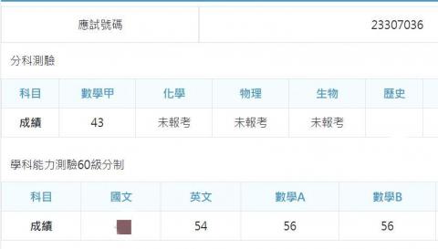 葉禹辰 - 本人113年分科&學測成績