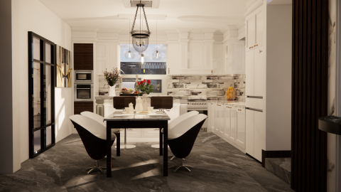 亦樺室內裝修設計工作室.京美興業有限公司 - 美式古典風 -盧公館~餐廳.廚房