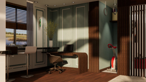 亦樺室內裝修設計工作室.京美興業有限公司 - 美式古典風 -盧公館~書房~開門