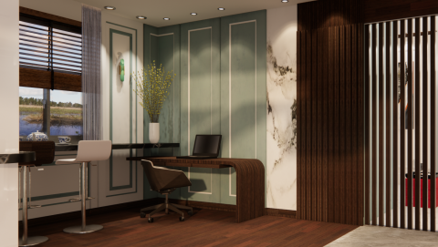 亦樺室內裝修設計工作室.京美興業有限公司 - 美式古典風 -盧公館~書房~閤門