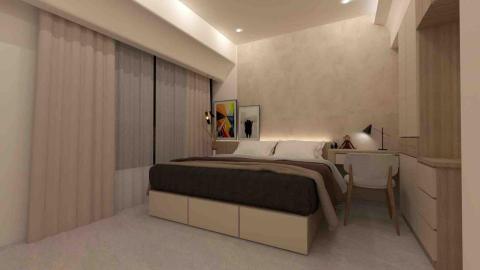 囙．設計繪圖 - 主臥佗寂風3d渲染