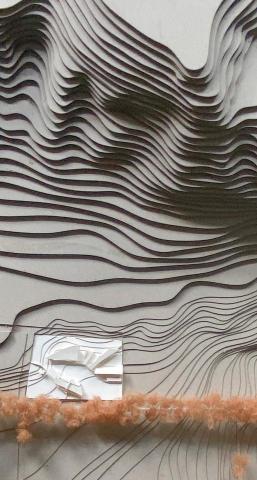 Yin_studio - 基地模製作（1:1000｜材料：灰卡｜雷切拆等高線）