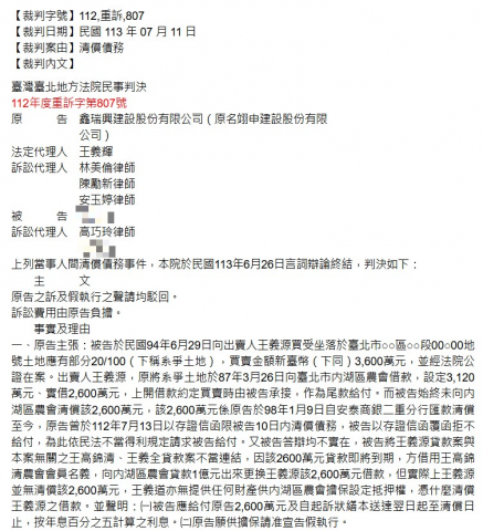 高巧玲 - 使當事人免付2600萬元之成功案例節錄