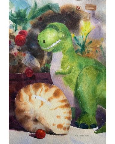 Han studio  邱柏翰 - 恐龍水彩靜物習作，練習控制不同明度強弱

明度在畫面中扮演重要的角色，如果你想搞懂如何安排明度強弱歡迎洽詢課程，課堂上將攜手帶著你，透過有序的畫畫方法，能聽懂及學會!