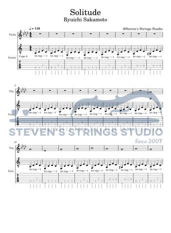 Steven's Strings Studio 典範弦藝 - 小提琴吉他二重奏作品
Solitude - 坂本龍一